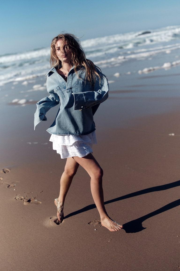 H&M Gonna A Balze Con Inserti In Pizzo - Bianco - DONNA