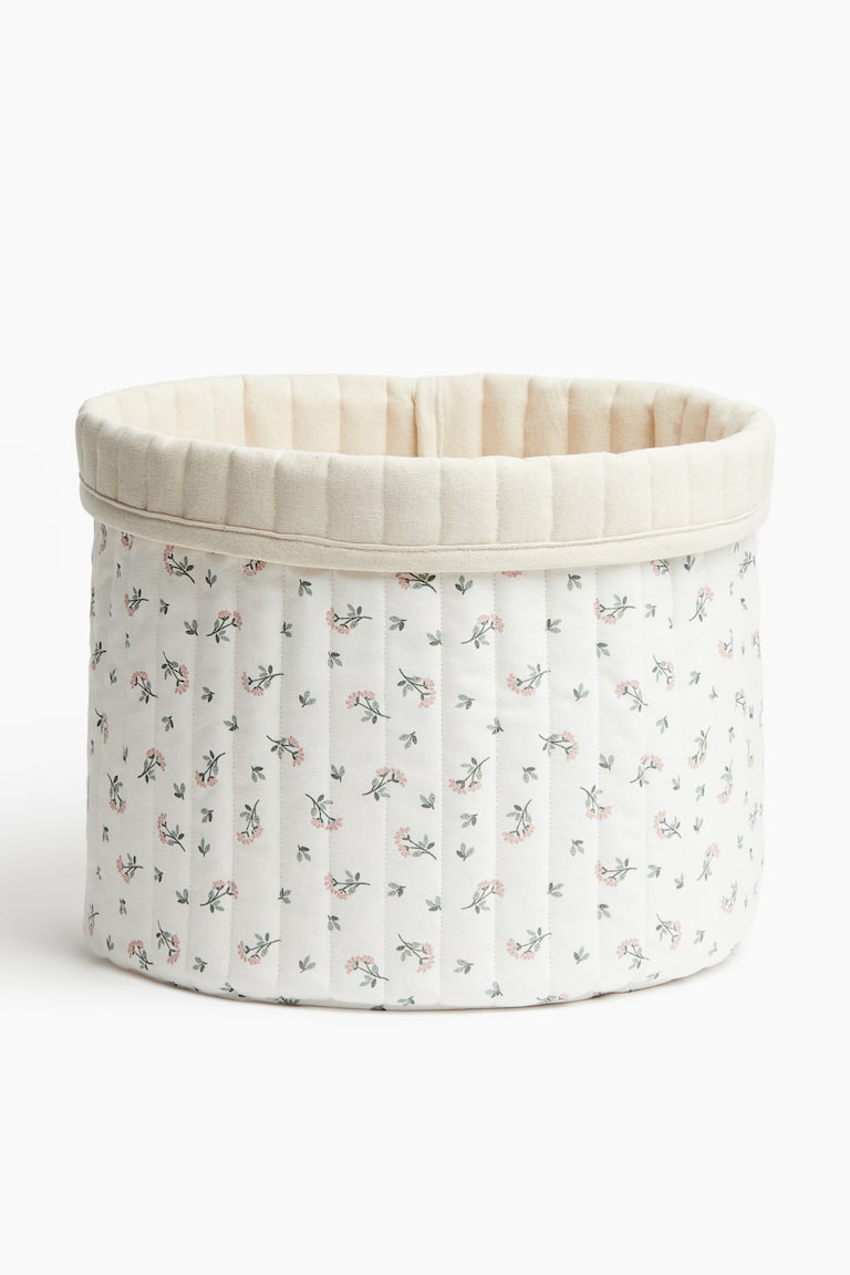 H&M Grande cesto portaoggetti trapuntato - Beige polvere chiaro/fiori - HOME