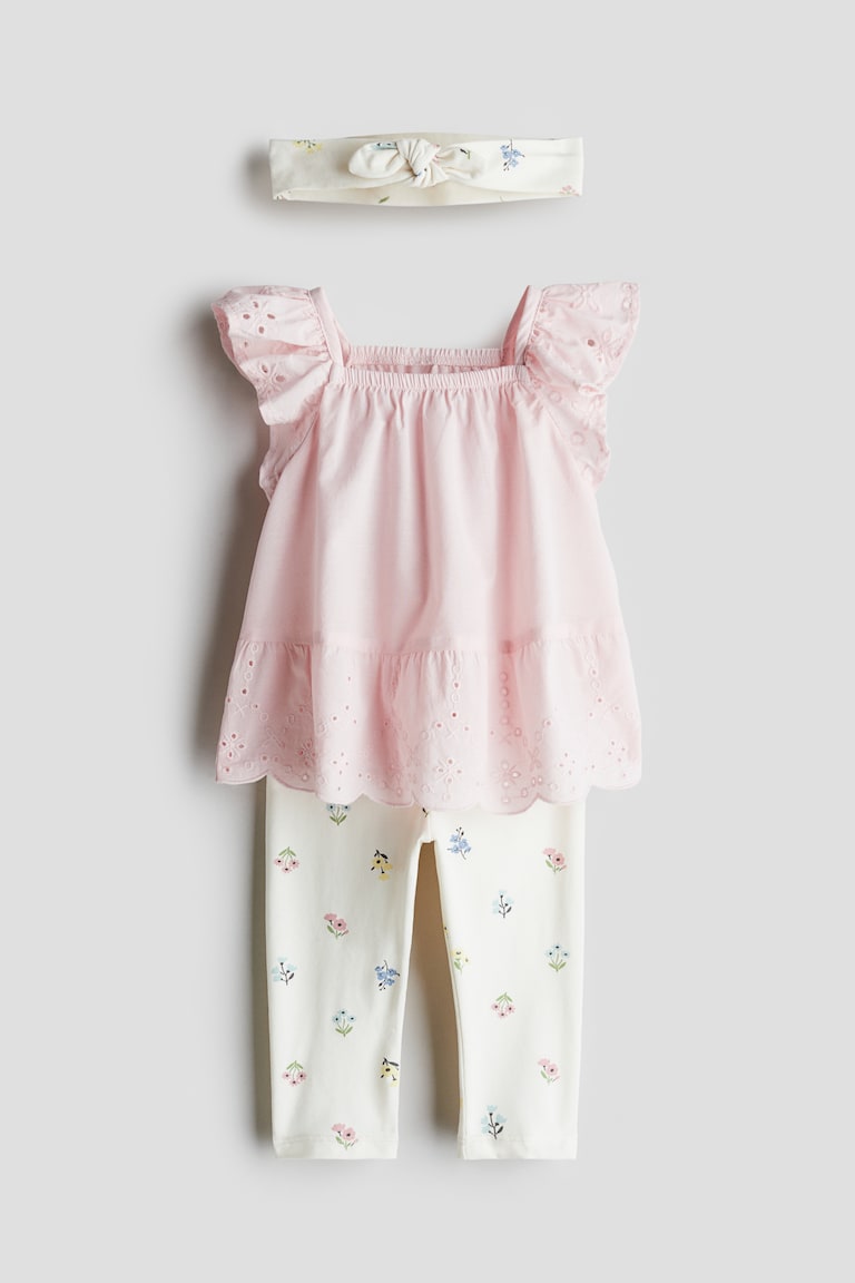 H&M 3-piece cotton set - Rosa/fiori - BAMBINO
