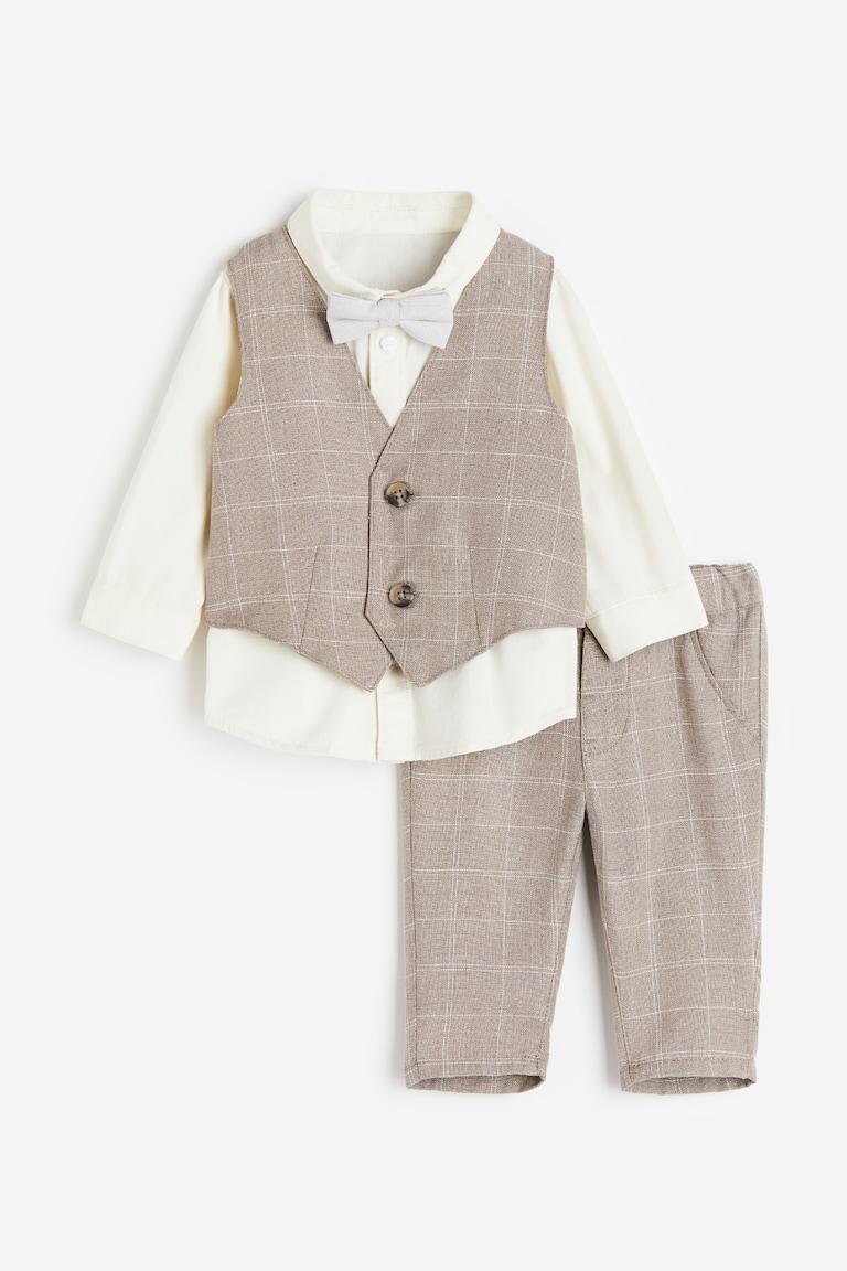 H&M 4-piece dressy set - Beige chiaro/bianco - BAMBINO