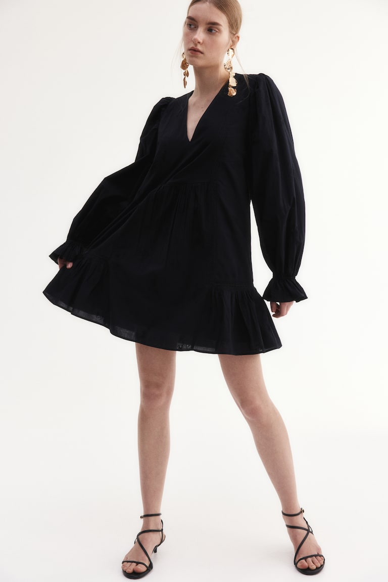 H&M Abito A Tunica In Cotone - Nero - DONNA