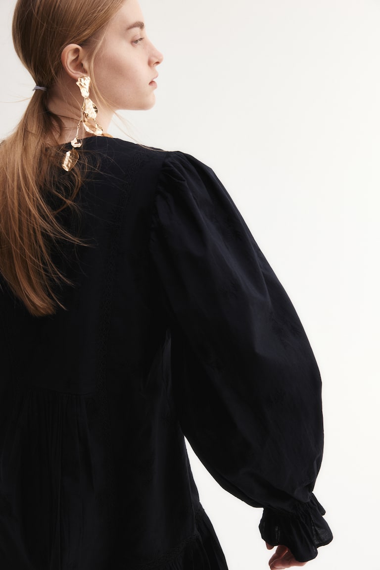 H&M Abito A Tunica In Cotone - Nero - DONNA