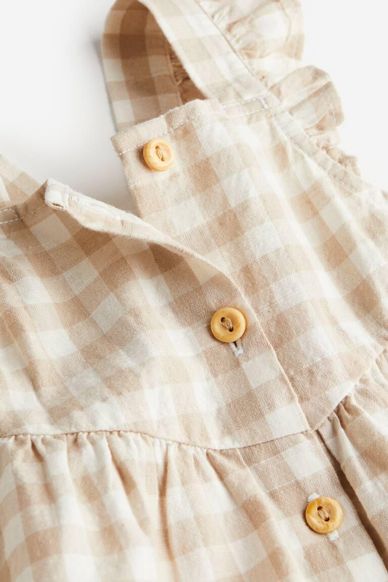 H&M Abito In Cotone Con Volant - Crema/fiori - BAMBINO