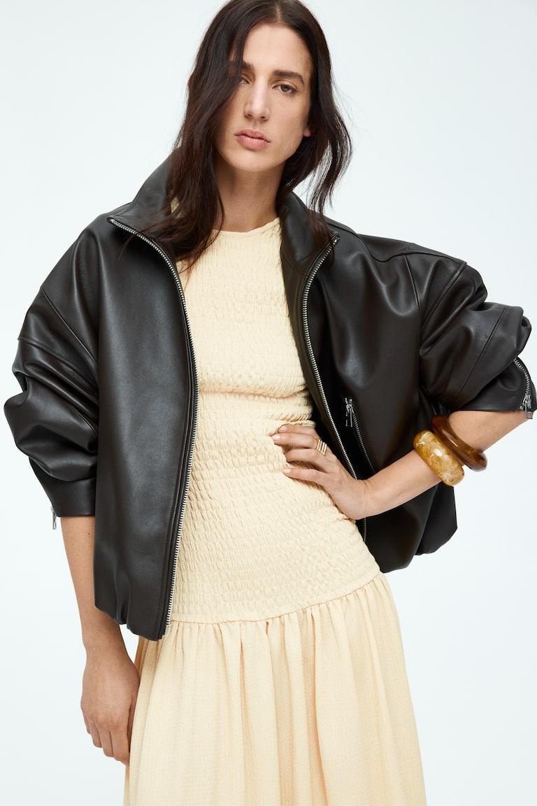 H&M Abito In Jersey Con Smock - Beige Chiaro - DONNA