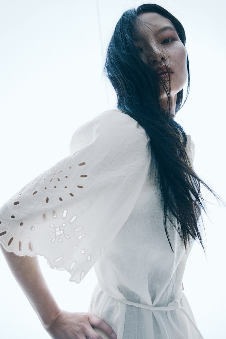 H&M Abito In Sangallo - Bianco - DONNA