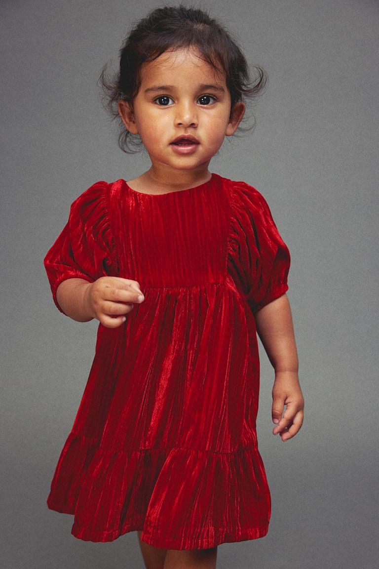 H&M Abito in velluto riccio - Rosso - BAMBINO