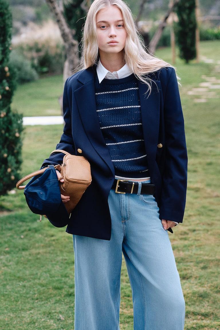 H&M Baggy Wide Low Jeans - Bianco - DONNA