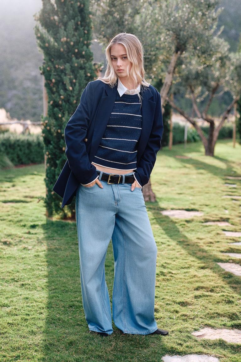 H&M Baggy Wide Low Jeans - Blu denim chiaro - DONNA