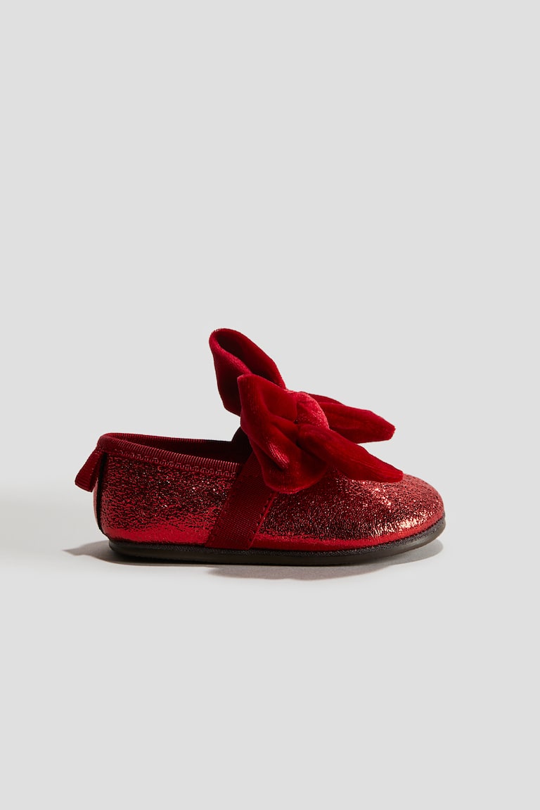 H&M Ballerine Con Fiocco In Velluto - Rosso - BAMBINO