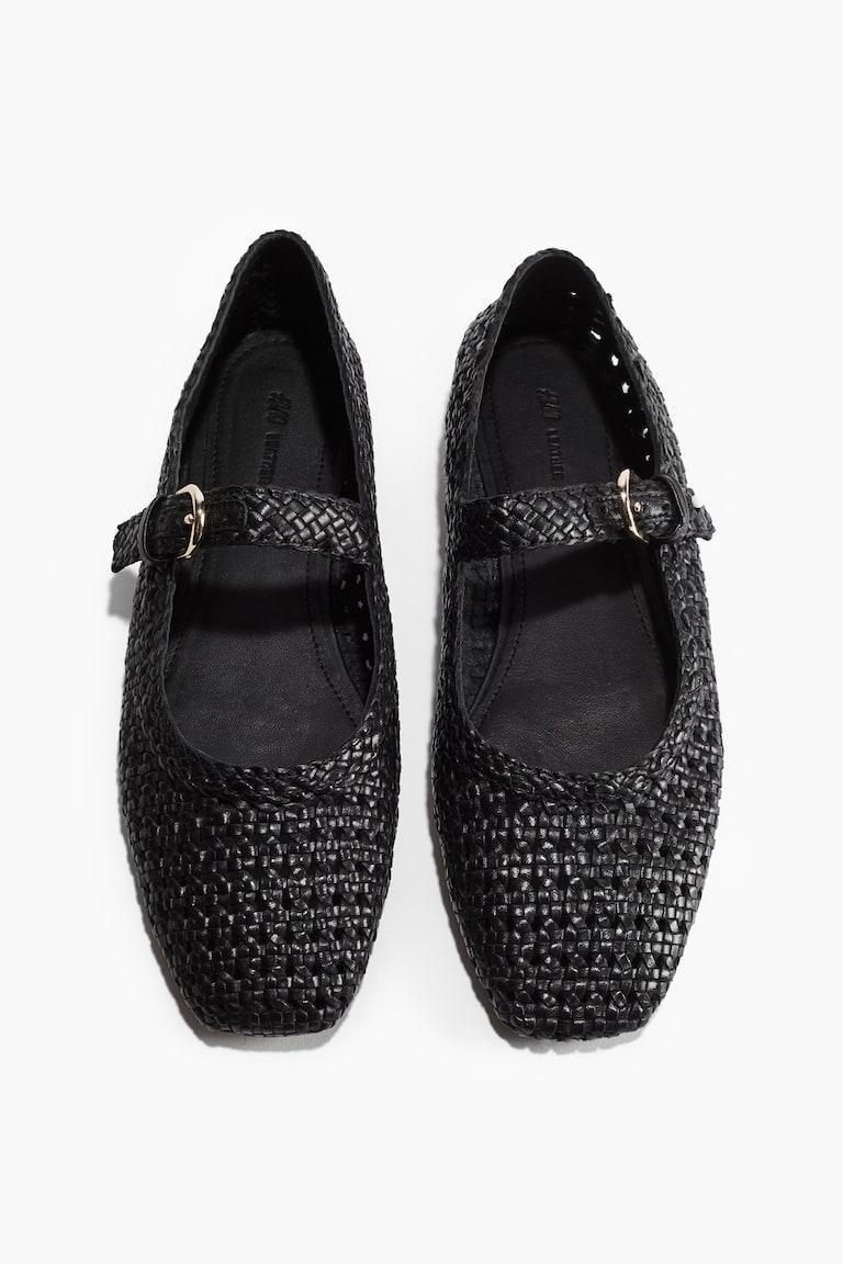 H&M Ballerine Mary Jane In Pelle - Nero - DONNA