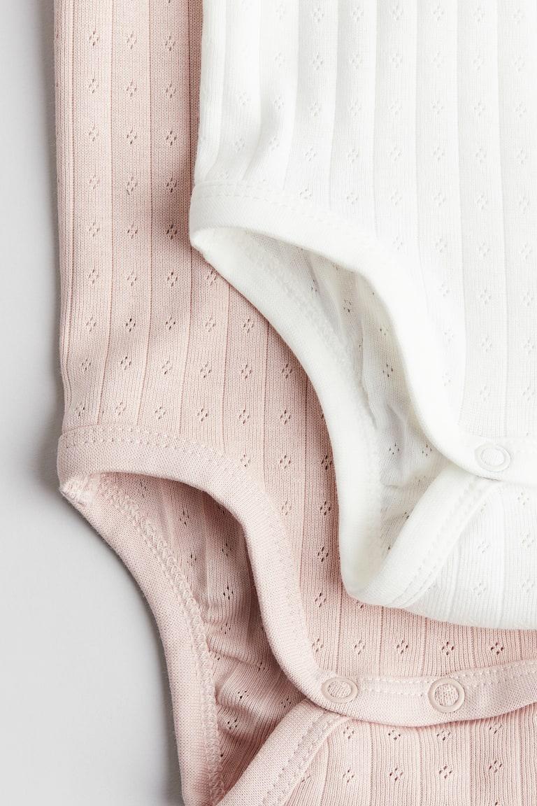 H&M Body A Maniche Lunghe 2 Pz - Beige/fiore - BAMBINO