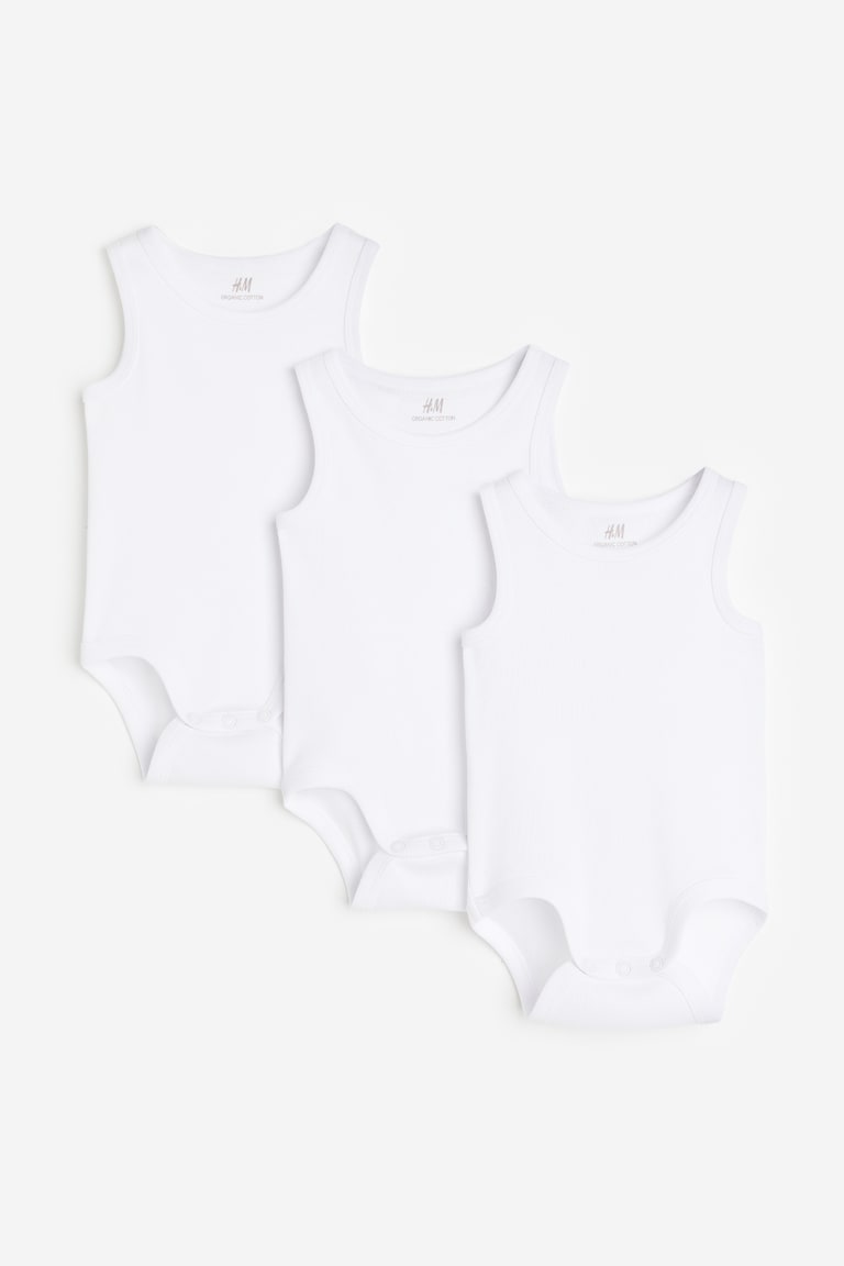 H&M Body in cotone 3 pz - Bianco - BAMBINO