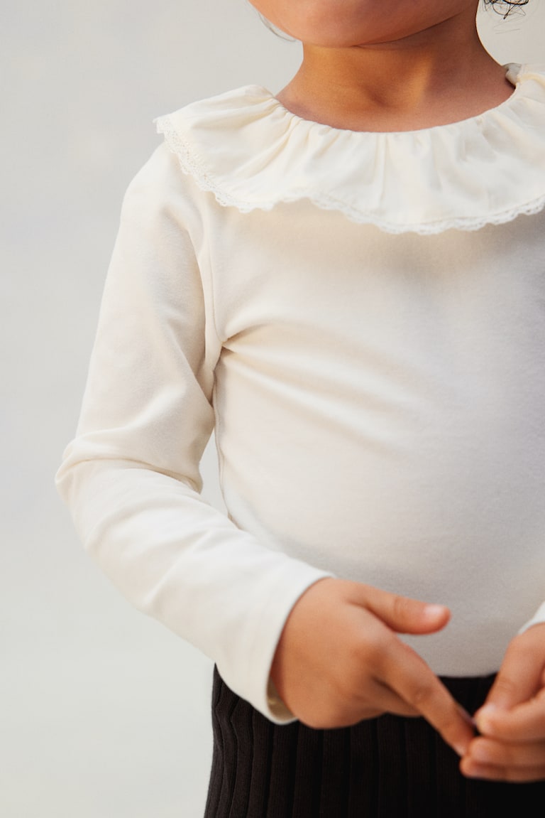 H&M Body In Cotone Con Colletto - Crema - BAMBINO