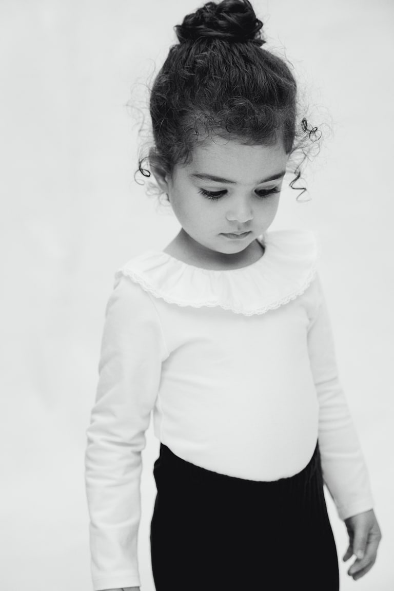 H&M Body In Cotone Con Colletto - Crema - BAMBINO