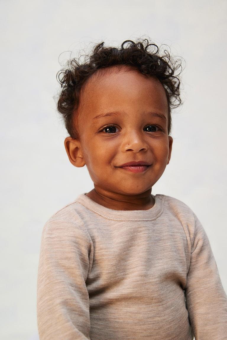 H&M Body in jersey di lana - Grigio scuro - BAMBINO