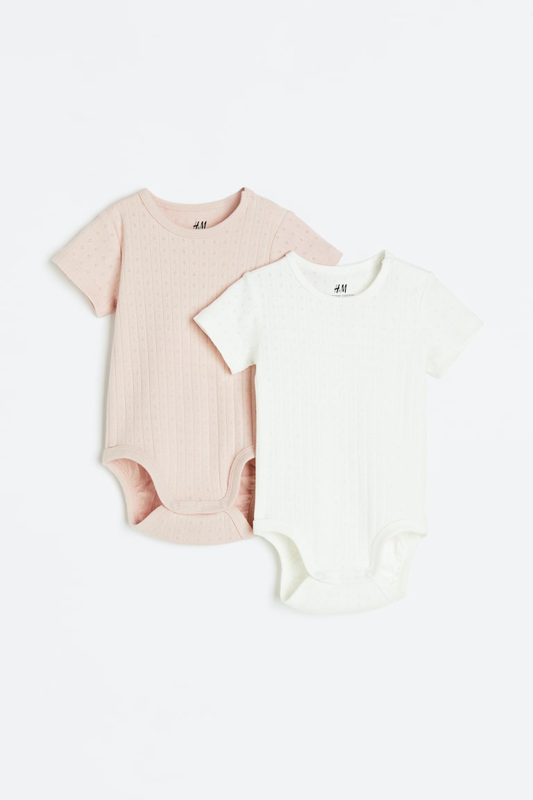H&M Body in pointelle 2 pezzi - Bianco/beige - BAMBINO