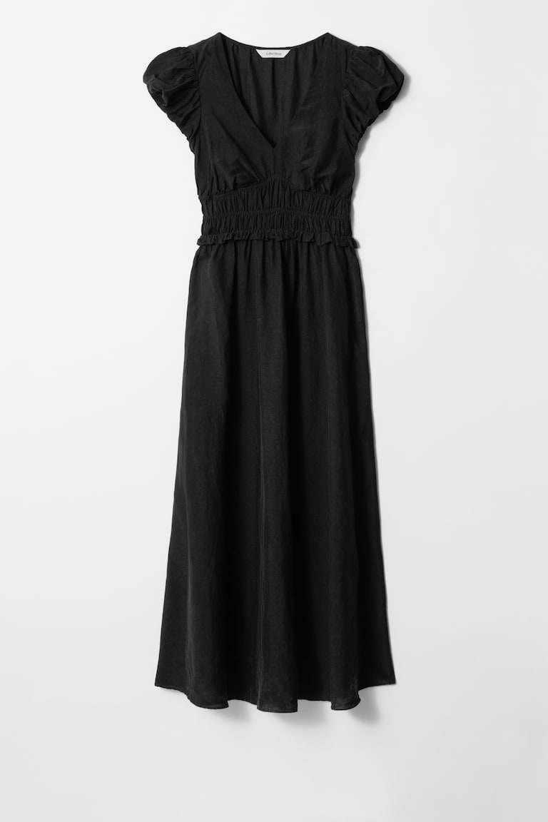 H&M Bubble-Sleeve Midi Dress - Nero - DONNA