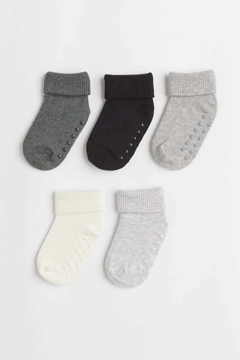 H&M Calze antiscivolo 5 paia - Grigio scuro - BAMBINO