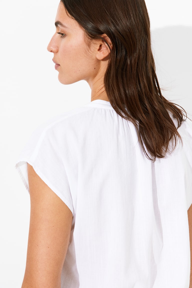 H&M Camicetta Con Collo Alla Coreana - Bianco - DONNA