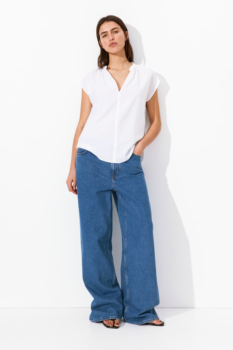 H&M Camicetta con collo alla coreana - Bianco - DONNA