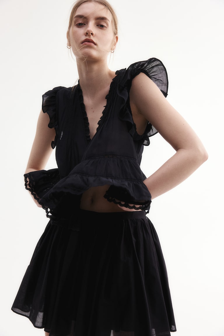 H&M Camicetta plissettata - Nero - DONNA