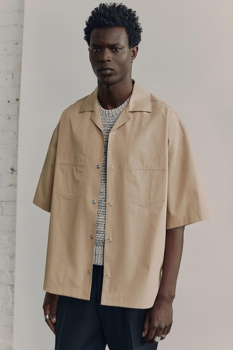 H&M Camicia Bowling Cotone Pima - Beige - UOMO