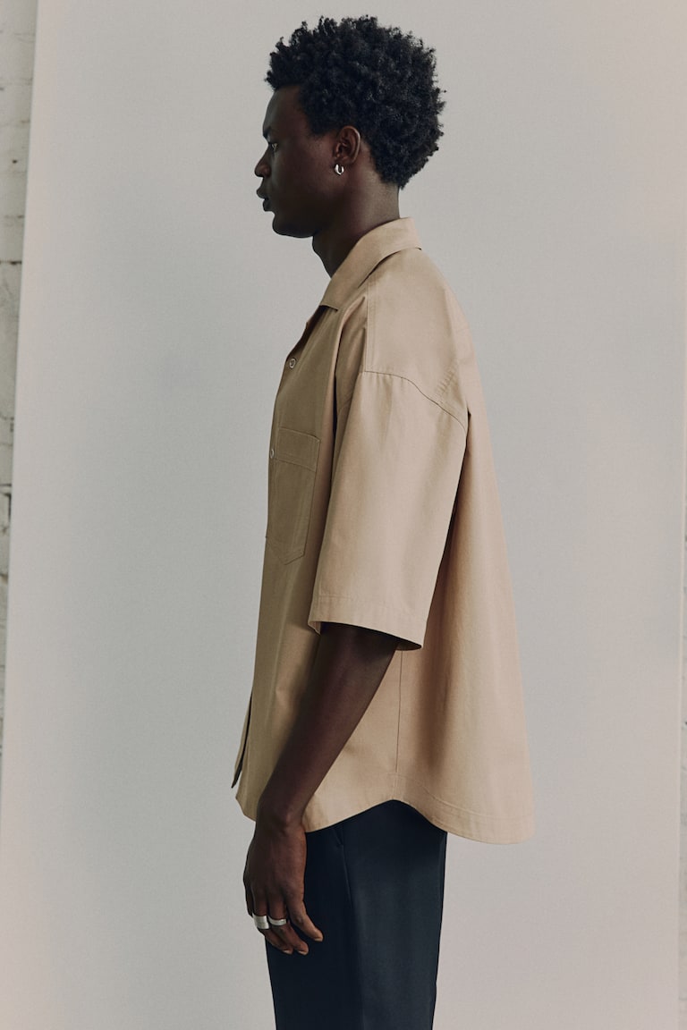 H&M Camicia Bowling Cotone Pima - Beige - UOMO