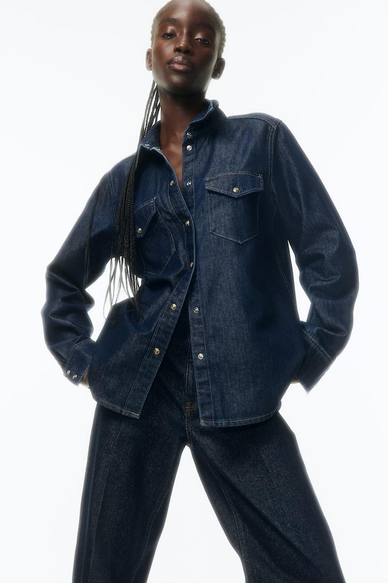 H&M Camicia In Denim - Blu Denim Chiaro - DONNA