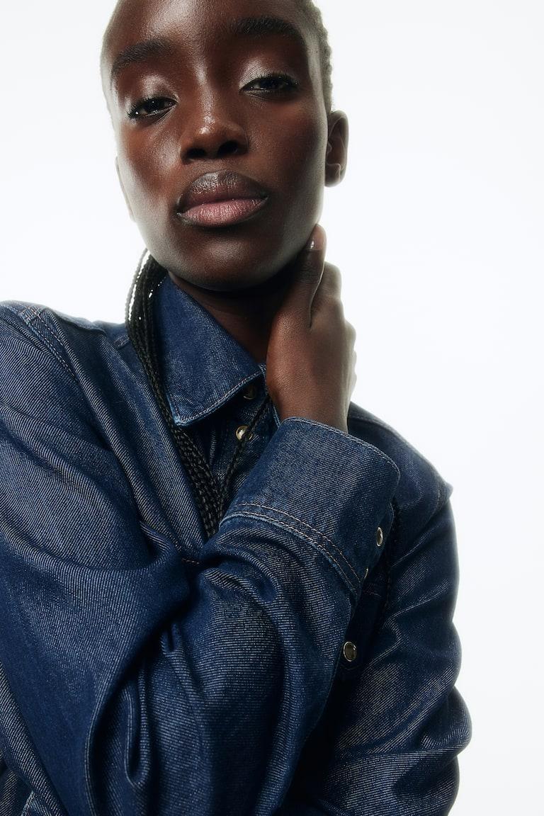 H&M Camicia In Denim - Blu Denim Scuro - DONNA