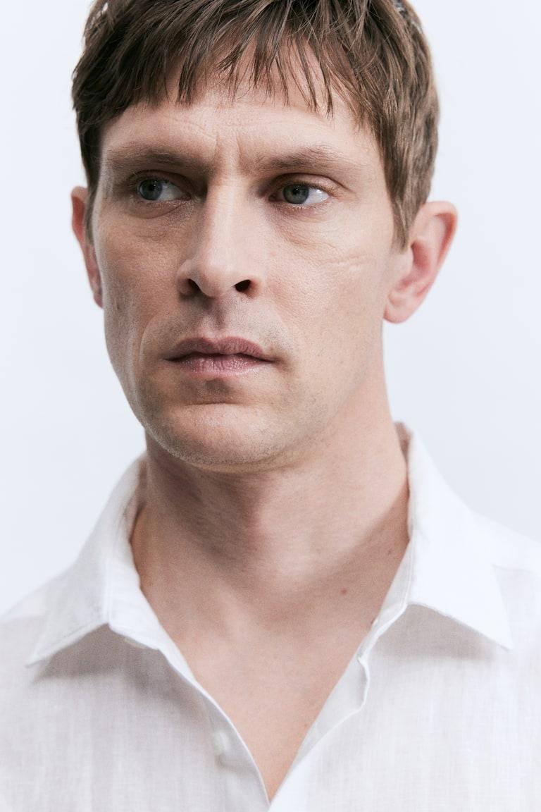 H&M Camicia In Lino Slim Fit - Azzurro - UOMO