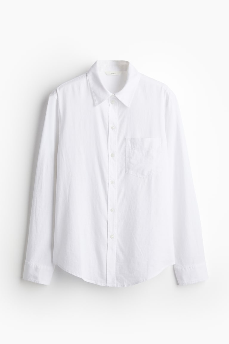 H&M Camicia In Misto Lino - Bianco - DONNA