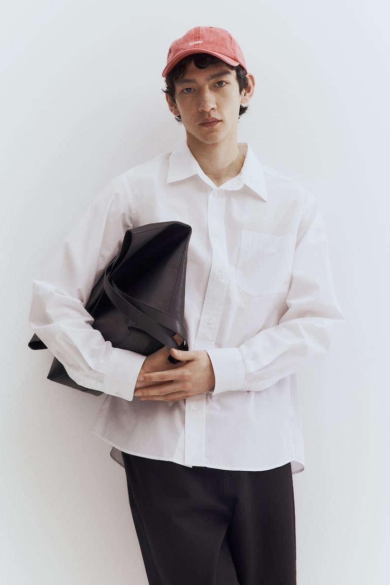 H&M Camicia In Popeline Regular Fit - Bianco - UOMO