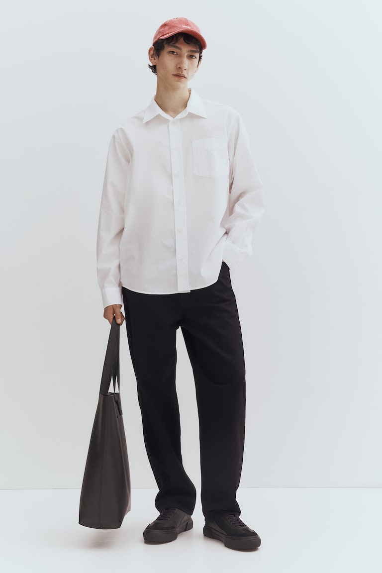 H&M Camicia In Popeline Regular Fit - Bianco - UOMO