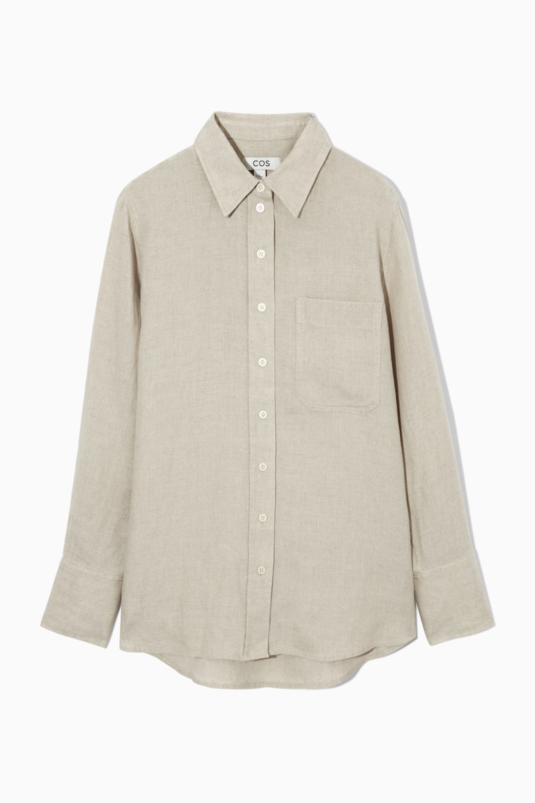 H&M CAMICIA OVERSIZE IN LINO - BIANCO - DONNA