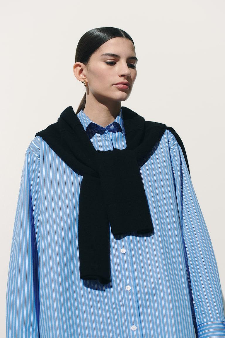 H&M Camicia oversize in popeline - Blu/righe - DONNA