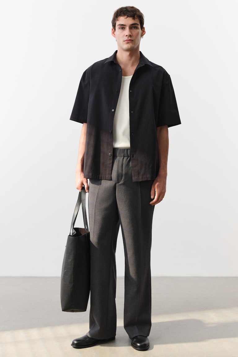 H&M Camicia Strutturata Regular Fit - Nero - UOMO