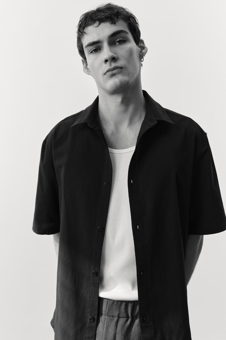 H&M Camicia strutturata Regular Fit - Nero - UOMO