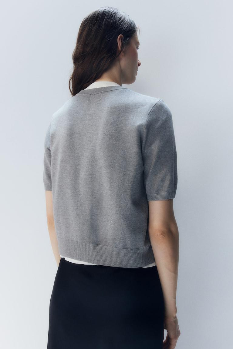 H&M Cardigan A Maniche Corte - Bianco - DONNA