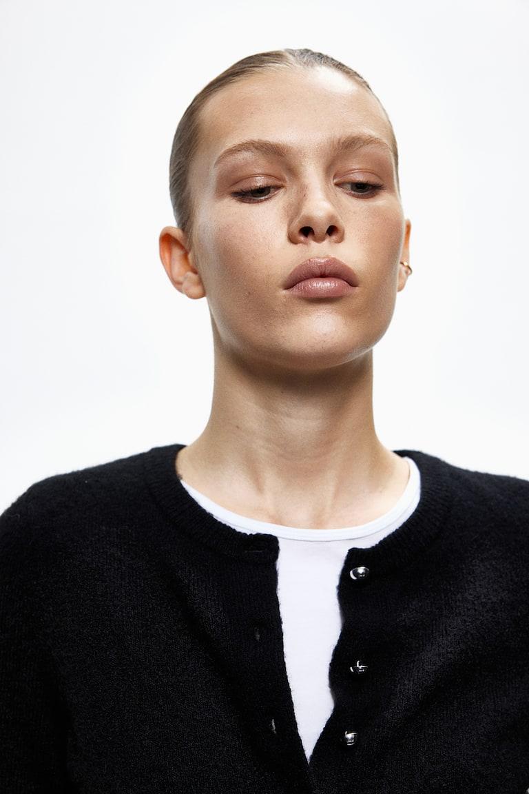 H&M Cardigan In Maglia - Grigio Scuro Mélange - DONNA