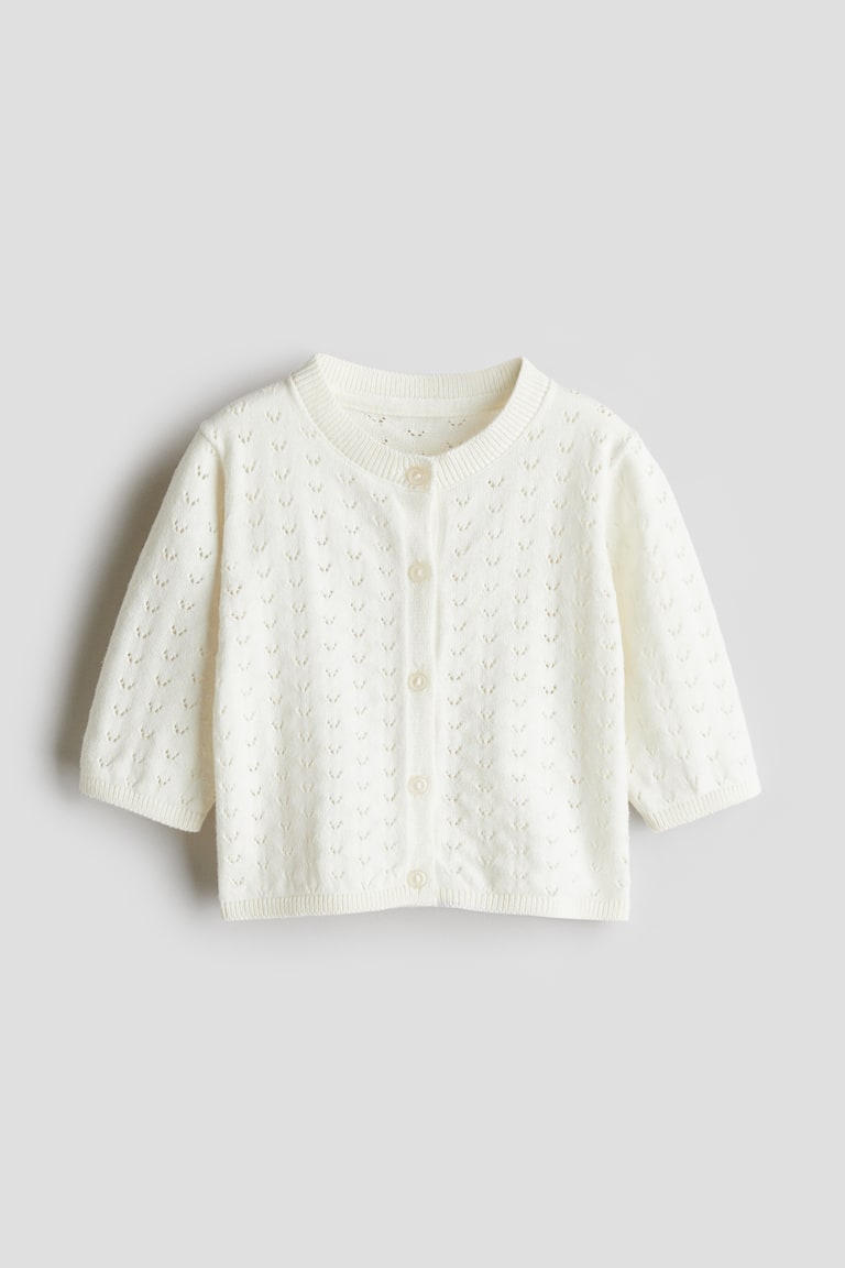 H&M Cardigan in maglia traforata - Crema - BAMBINO