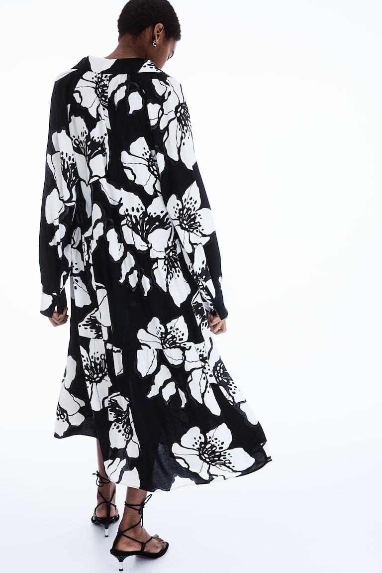 H&M Chemisier In Viscosa - Nero/fantasia - DONNA