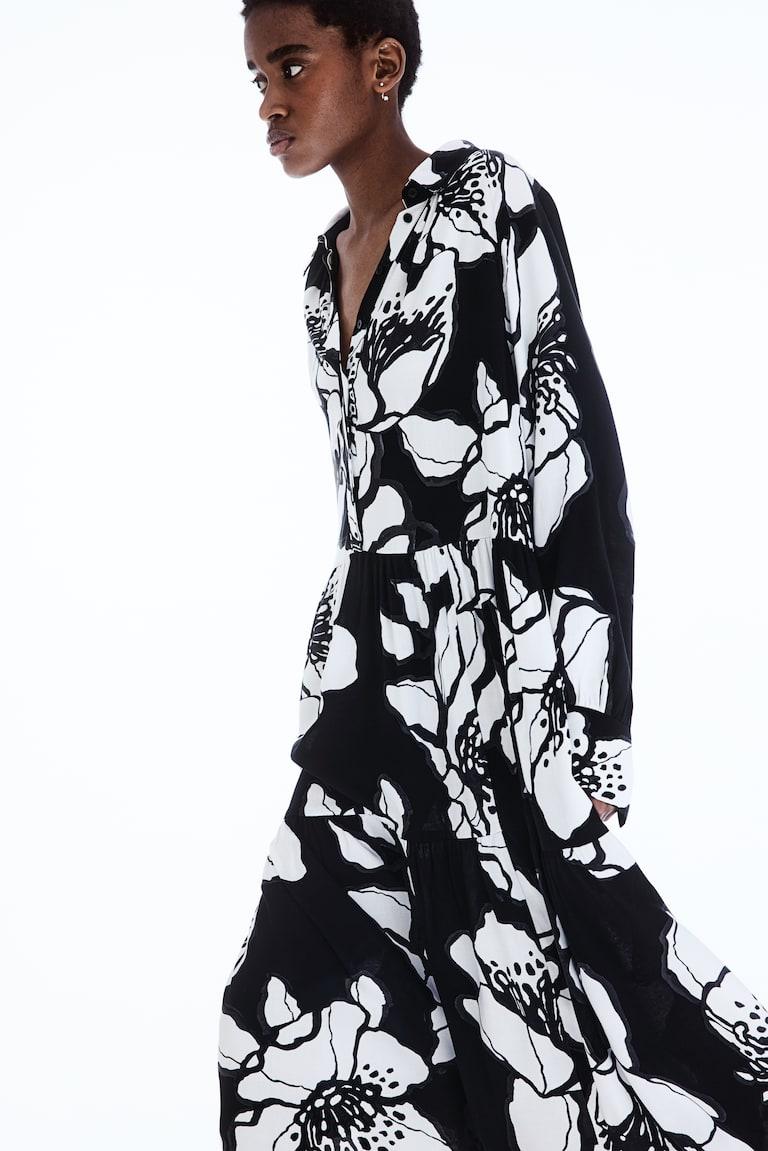 H&M Chemisier In Viscosa - Nero/fantasia - DONNA