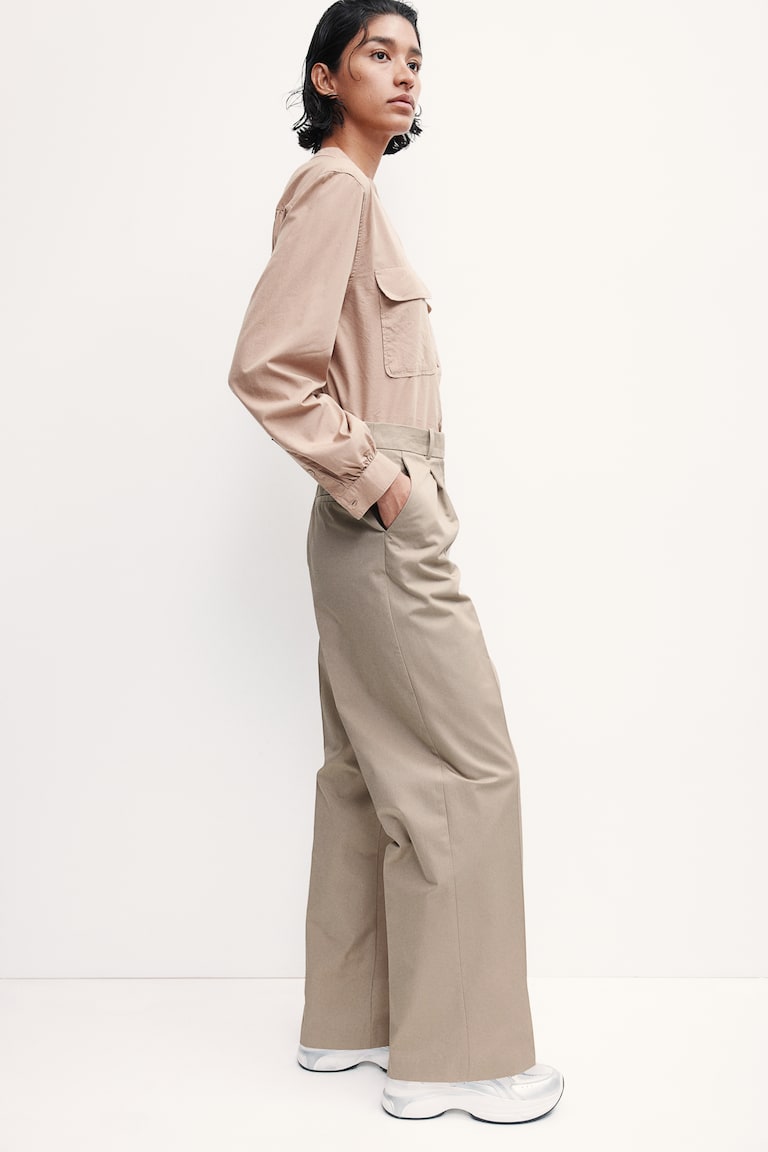 H&M Chinos Con Piega - Bianco - DONNA