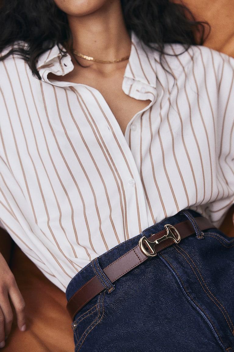 H&M Cintura In Pelle - Marrone - DONNA