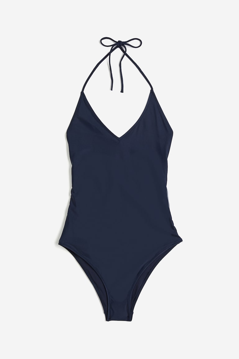 H&M Costume intero halterneck - Blu navy - DONNA