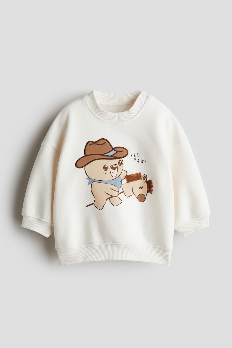 H&M Felpa Con Motivi - Bianco/Yee Haw - BAMBINO