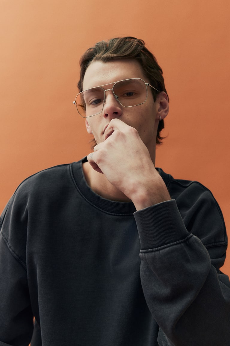 H&M Felpa Effetto Lavato Loose Fit - Nero - UOMO