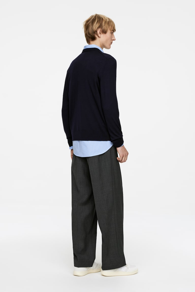 H&M Fine Knit Merino Jumper - Marrone Scuro - UOMO