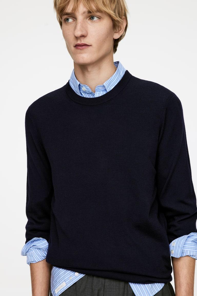 H&M Fine Knit Merino Jumper - Talpa Scuro - UOMO