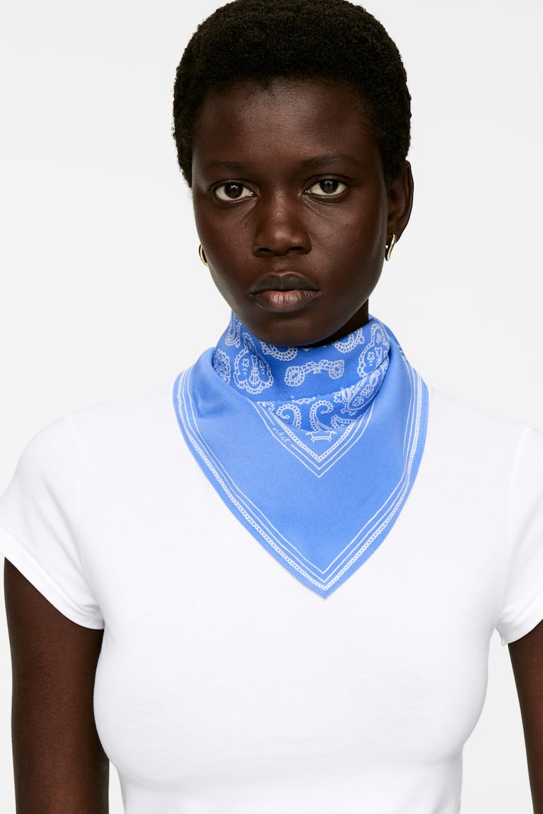 H&M Foulard in seta con stampa - Bianco/Nero - DONNA